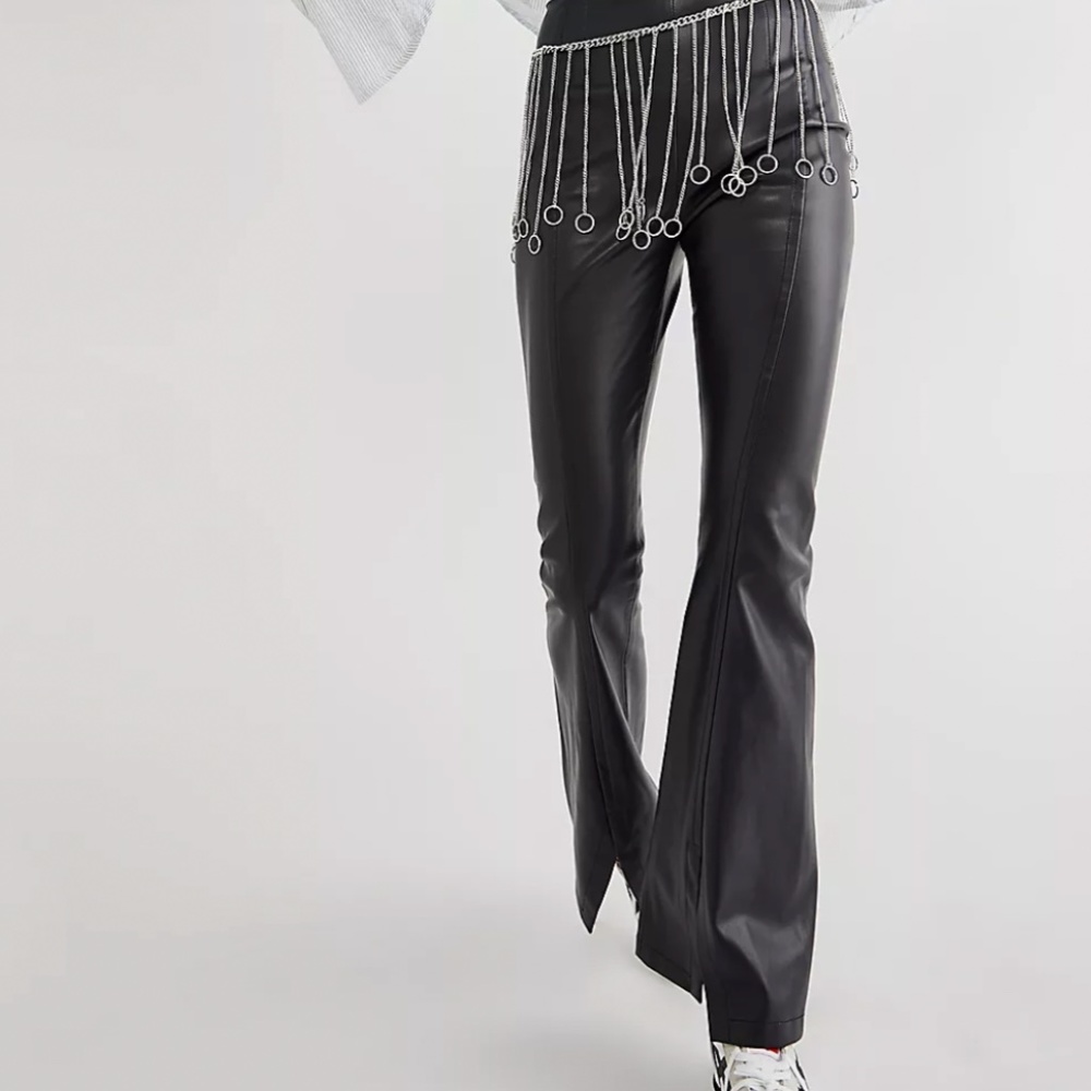 NEW!! FREE PEOPLE VEGAN LEATHER PANTS! - Picture 2 of 6